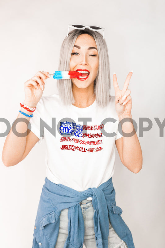 Patriotic American Flag Word Art Sublimation Print