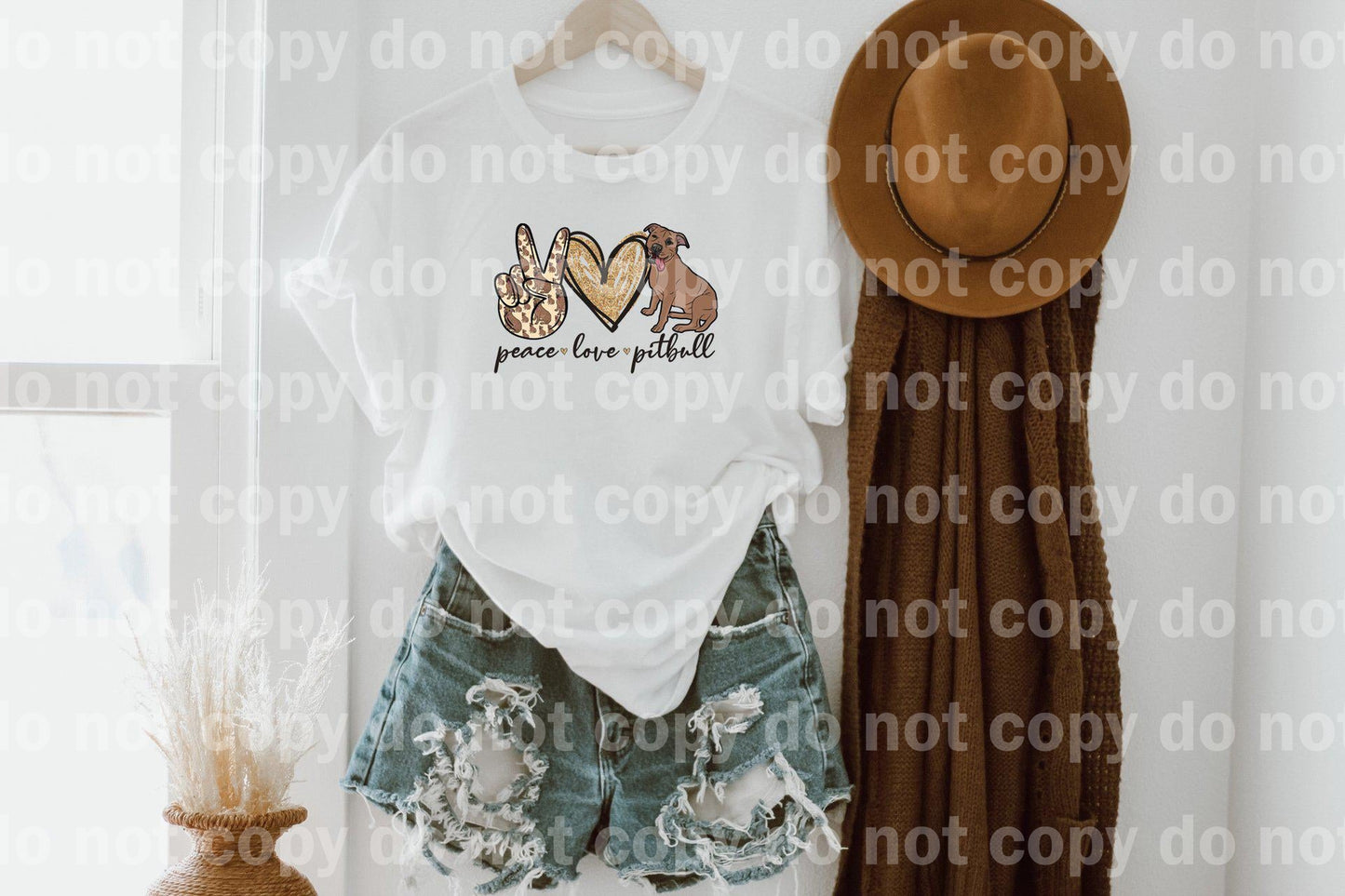 Peace Love Pitbull Brown Sublimation Print