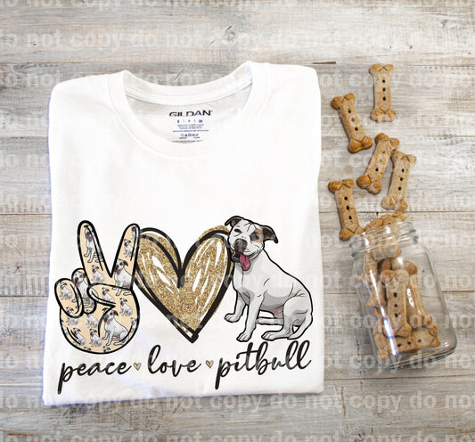 Peace love Pitbull White Sublimation Print