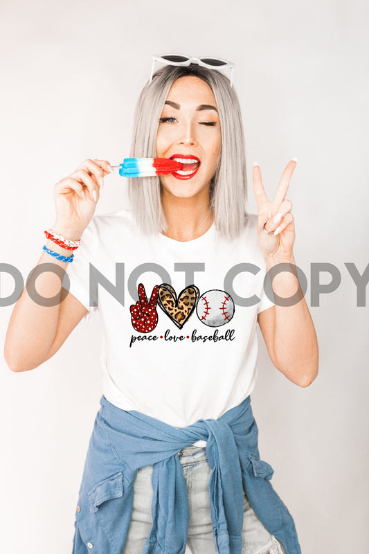 Impresión por sublimación Peace Love Baseball Red &amp; Leopard