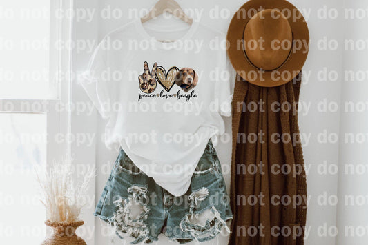 Peace Love Beagle Head Sublimation Print