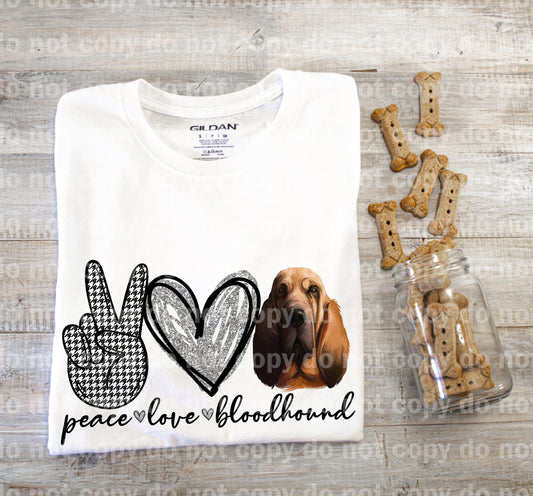 Peace Love Bloodhound Silver Sublimation Print