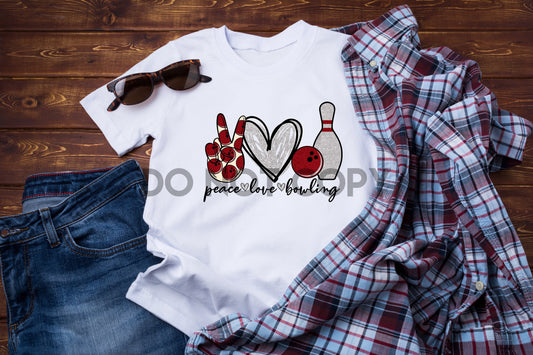 Peace Love Bowling Sublimation Print