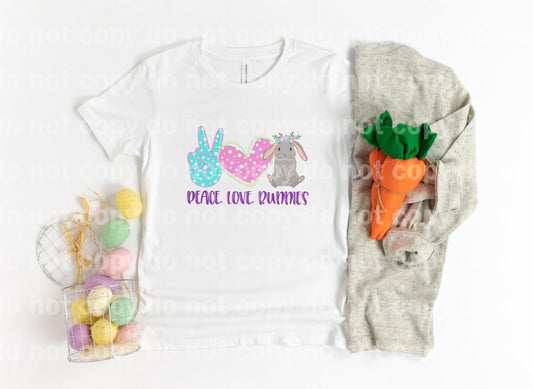 Impresión por sublimación rosa Peace Love Bunnies