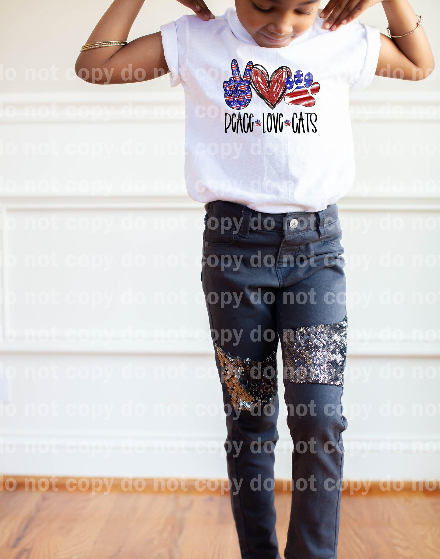 Peace Love Cats Paw Print Patriotic Sublimation Print