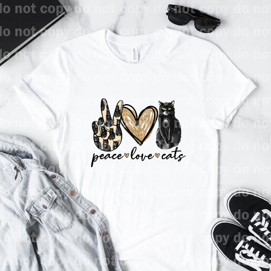 Peace Love Cats Black Sublimation Print