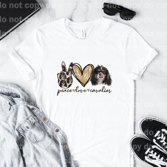 Peace Love Cavalier Black White Sublimation Print