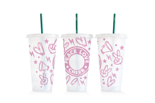 Peace Love Cheer Cup Wrap 24oz Cold Cup Wrap