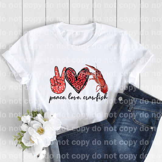 Peace Love Crawfish Black Sublimation Print