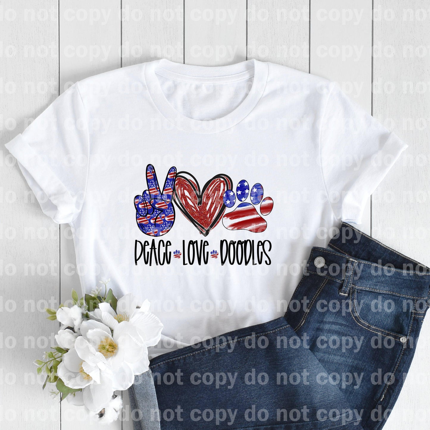 Peace Love Doodles Paw Print Sublimation Print