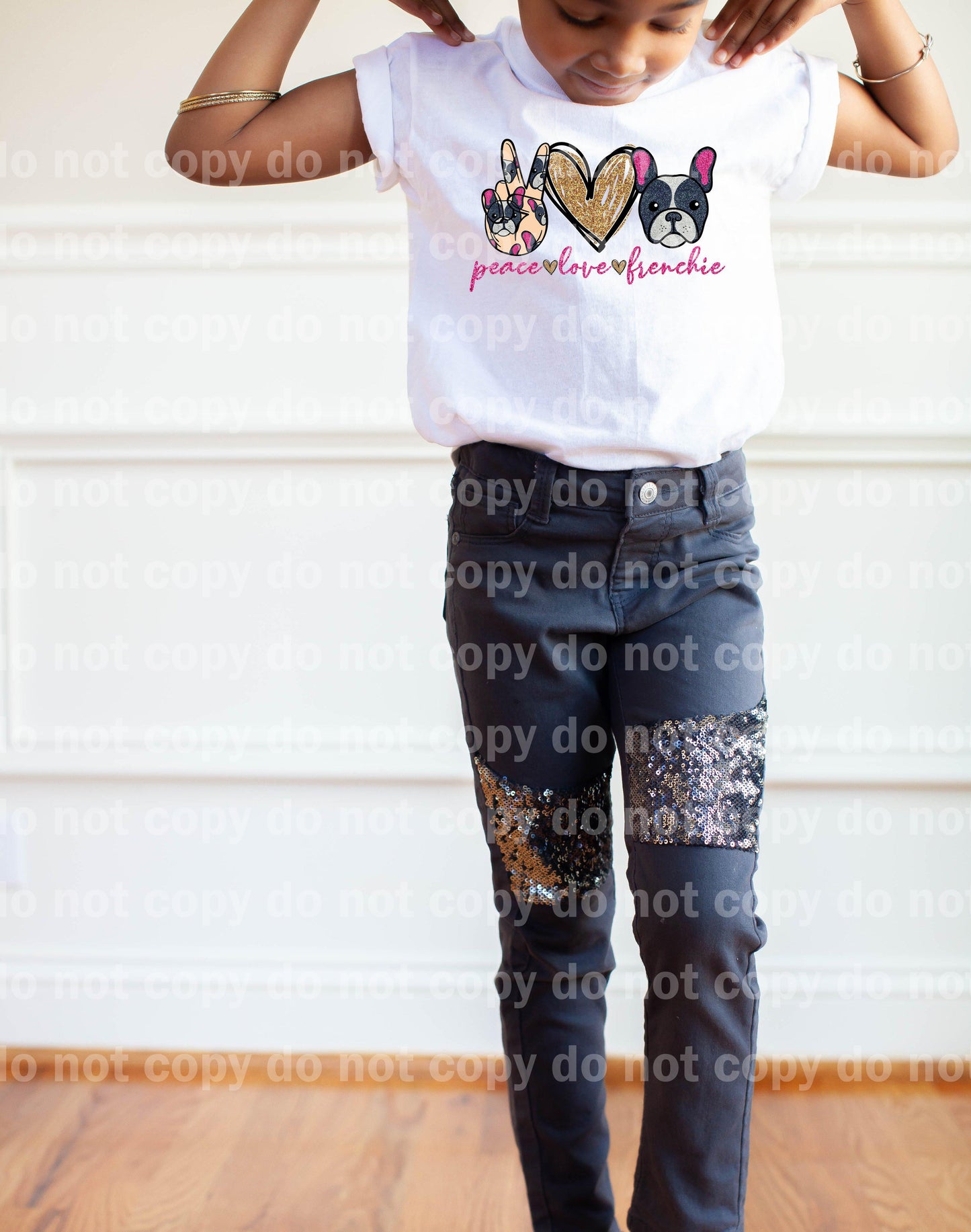 Peace Love Frenchie Sublimation Print