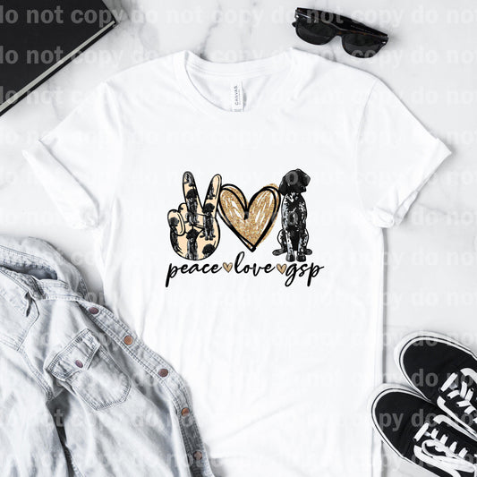 Peace Love German Shorthaired Pointer Black Sublimation Print