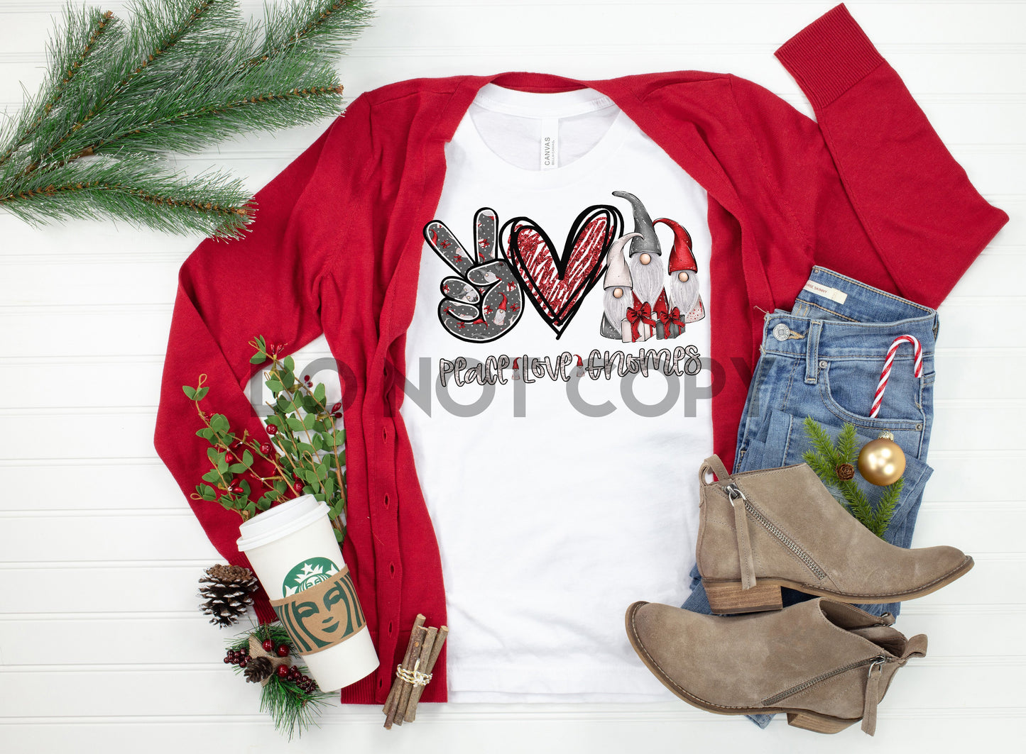 Peace love christmas gnomes sublimation print