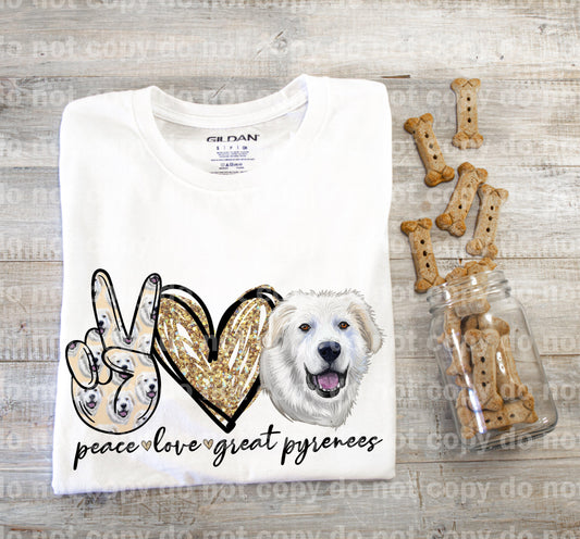 Peace Love Great Pyrenees Face Sublimation Print