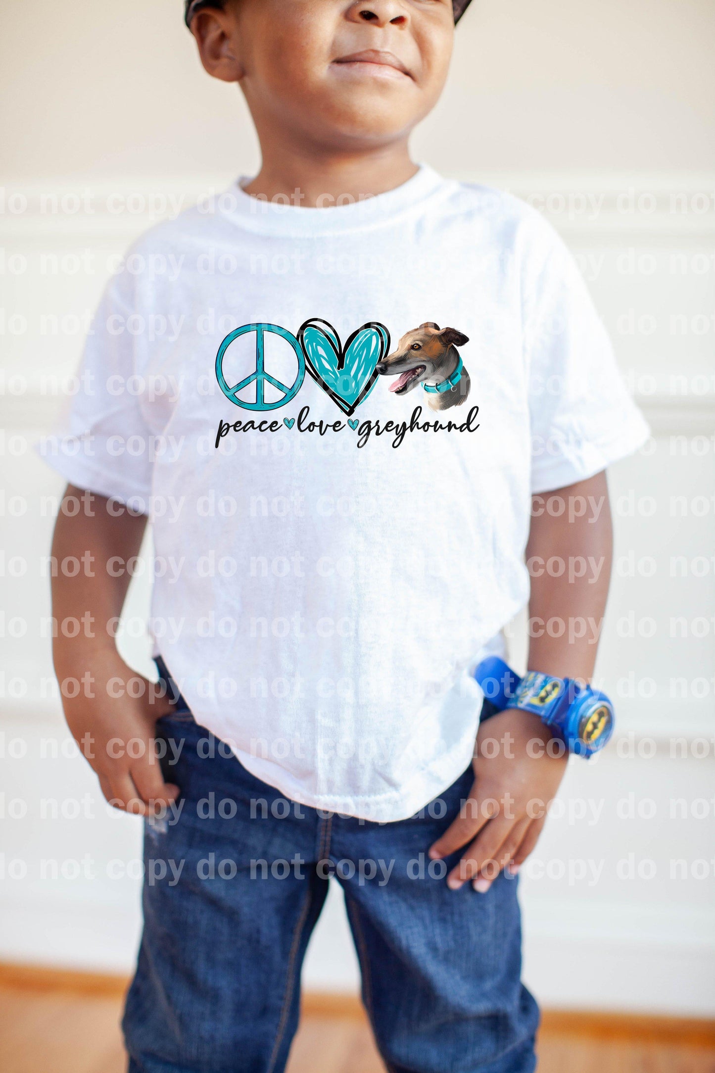 Peace Love Greyhound Blue Sublimation Print