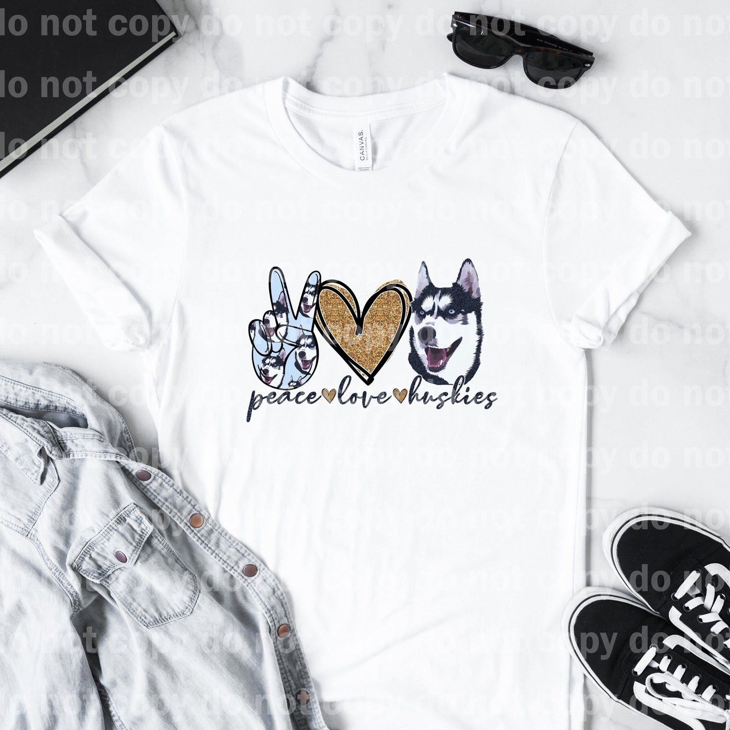 Peace Love Huskies Face Sublimation Print