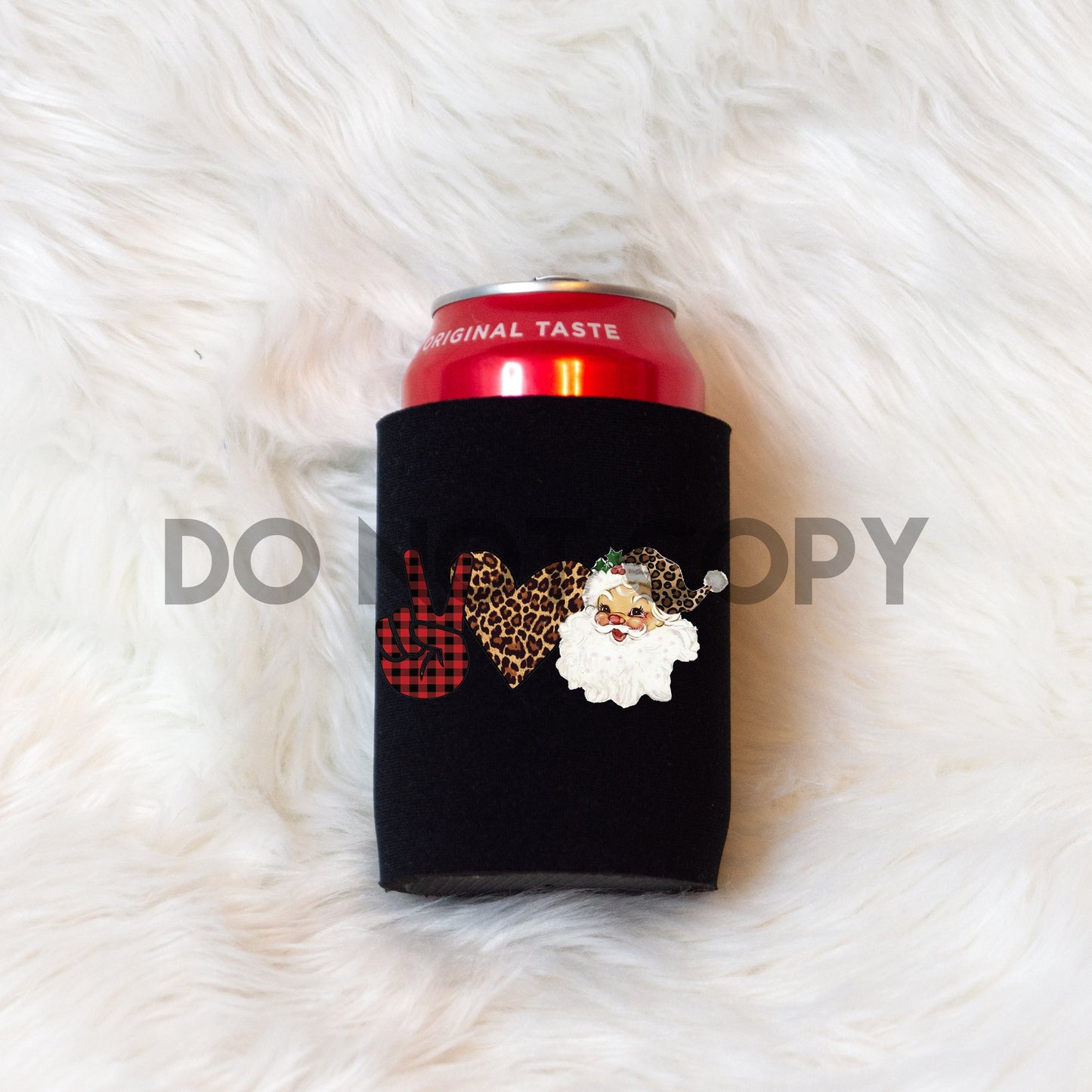 Peace love Santa Coozie can hugger Low heat Full color Screen Print transfer