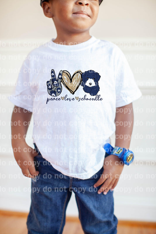 Peace Love Schnoodle Blue Sublimation Print