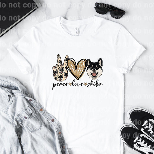 Peace Love Shiba Black Sublimation Print