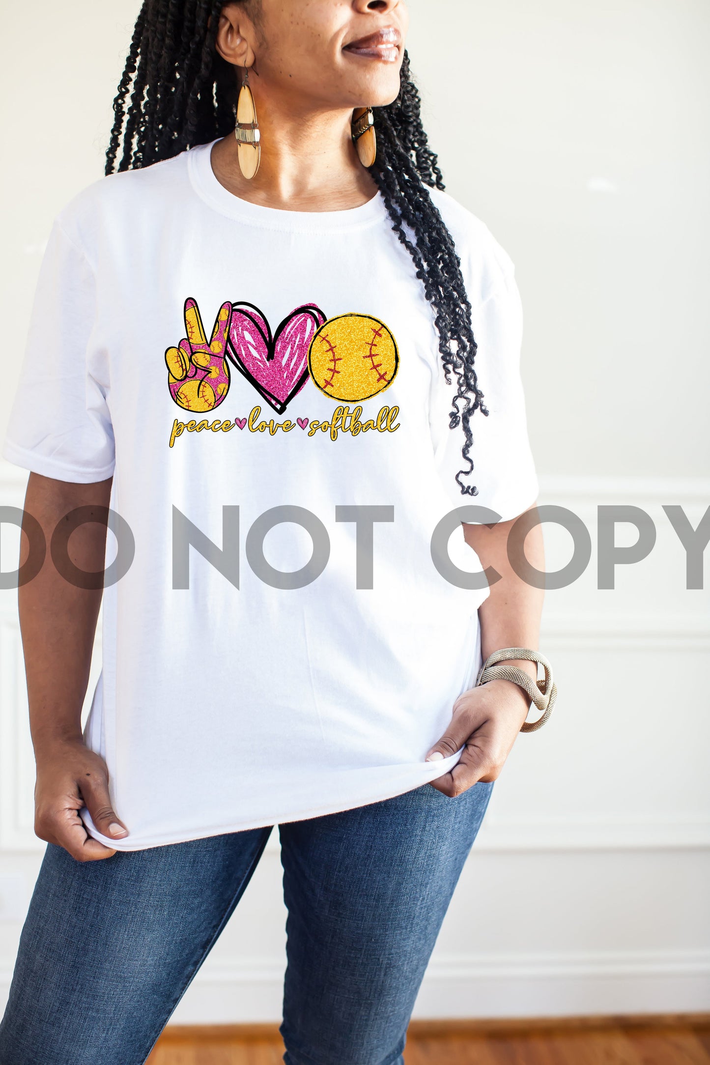 Peace Love Softball Pink & Gold Sublimation print