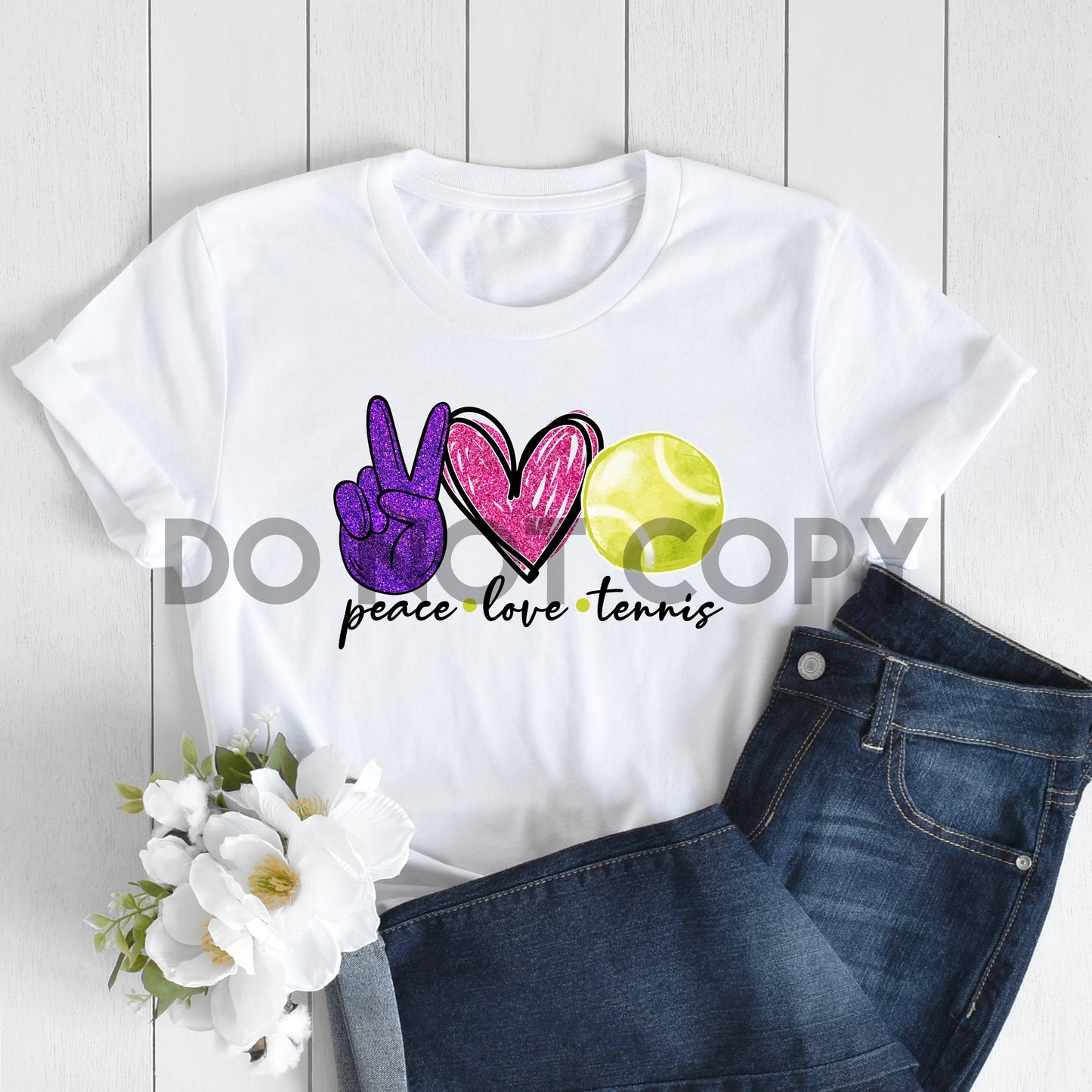 Peace Love Tennis Pink And Purple Sublimation Print