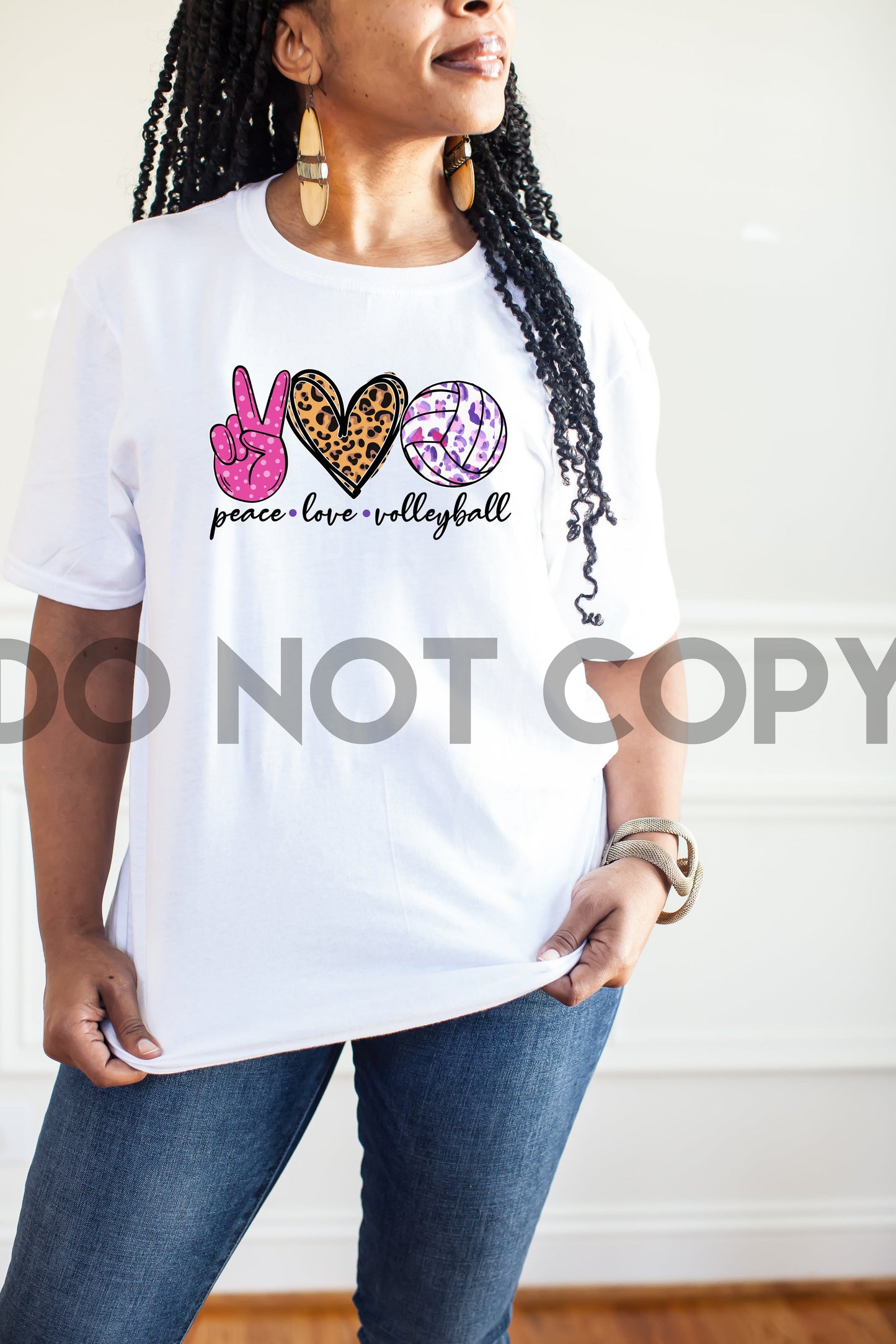 Peace Love Volleyball Pink & Leopard Sublimation print