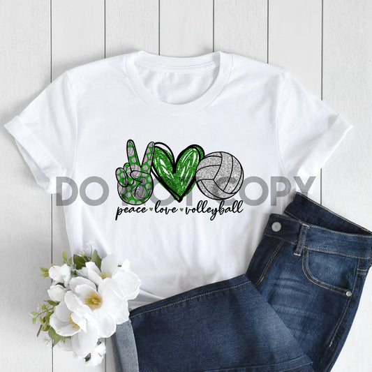 Peace Love Volleyball Green Sublimation print