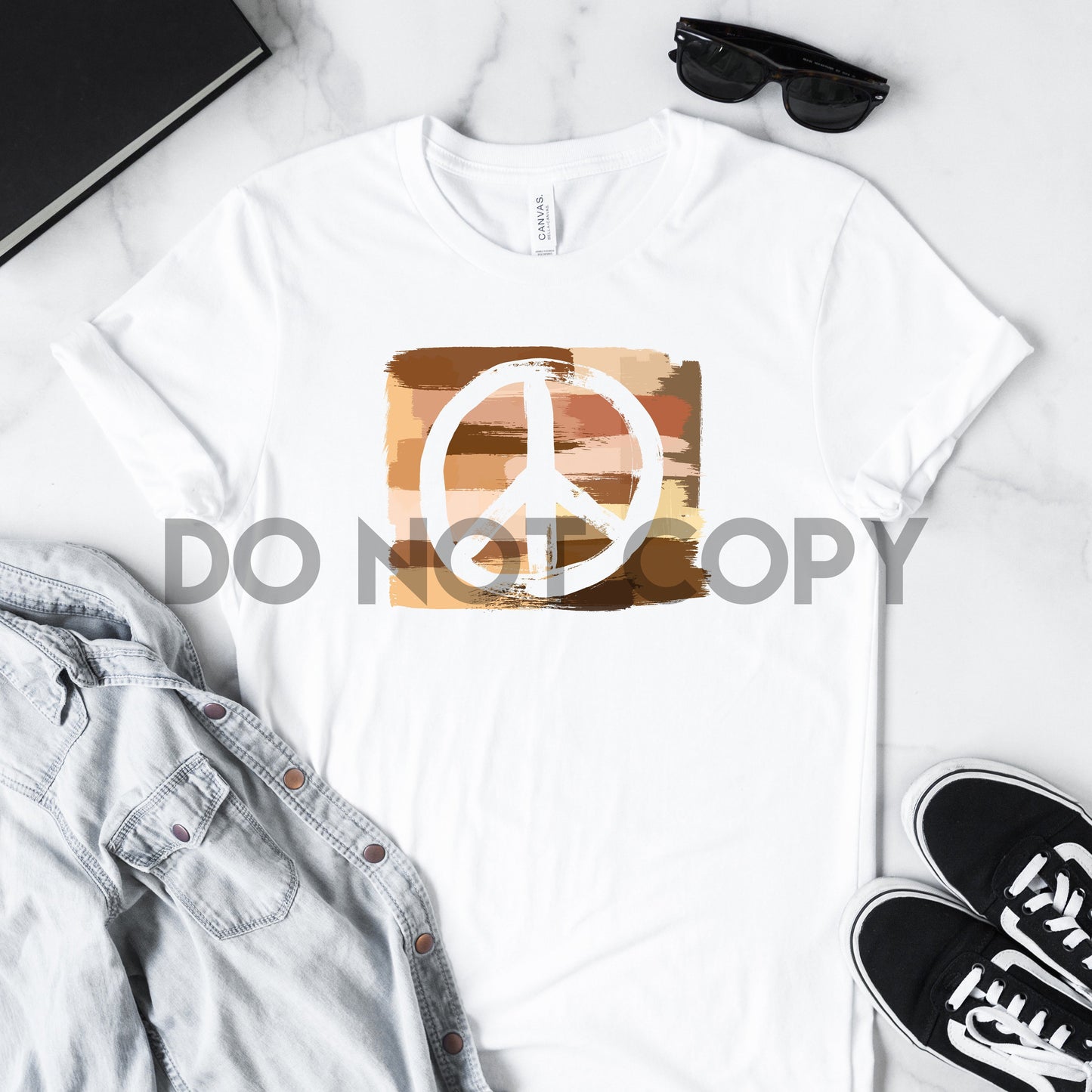Peace Sign Skin tone Paint Strokes Sublimation print