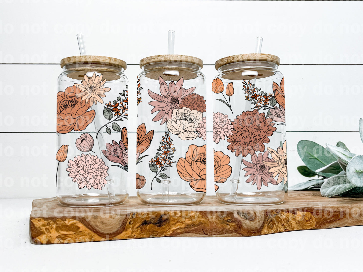 Envoltura de taza de 16 oz de color neutro Peonies