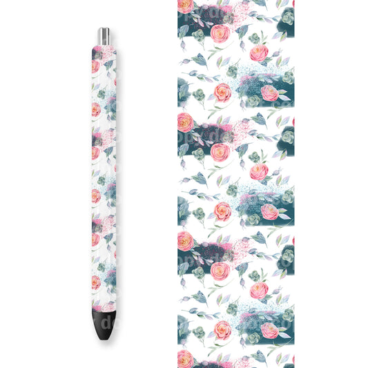 Pink Floral Glitters Pen Wrap