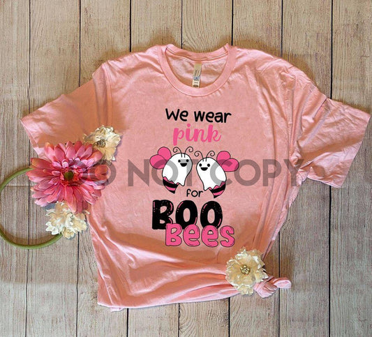 We wear pink for Boo Bees October breast cancer awareness pink ribbon Low heat Full color Screen Print transfer