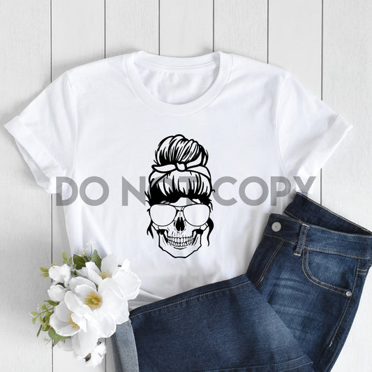 Plain Messy Bun Skull Sublimation Print