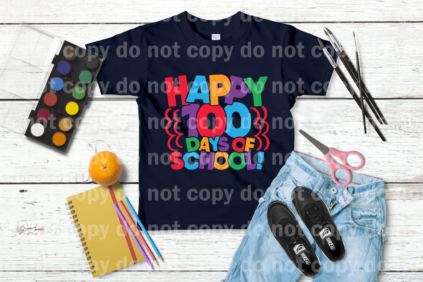 Transferencia de impresión Happy 100 Days of School Colorful Dream