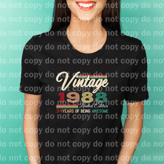 Vintage 1988 34 Years Of Being Awesome Dream Print or Sublimation Print