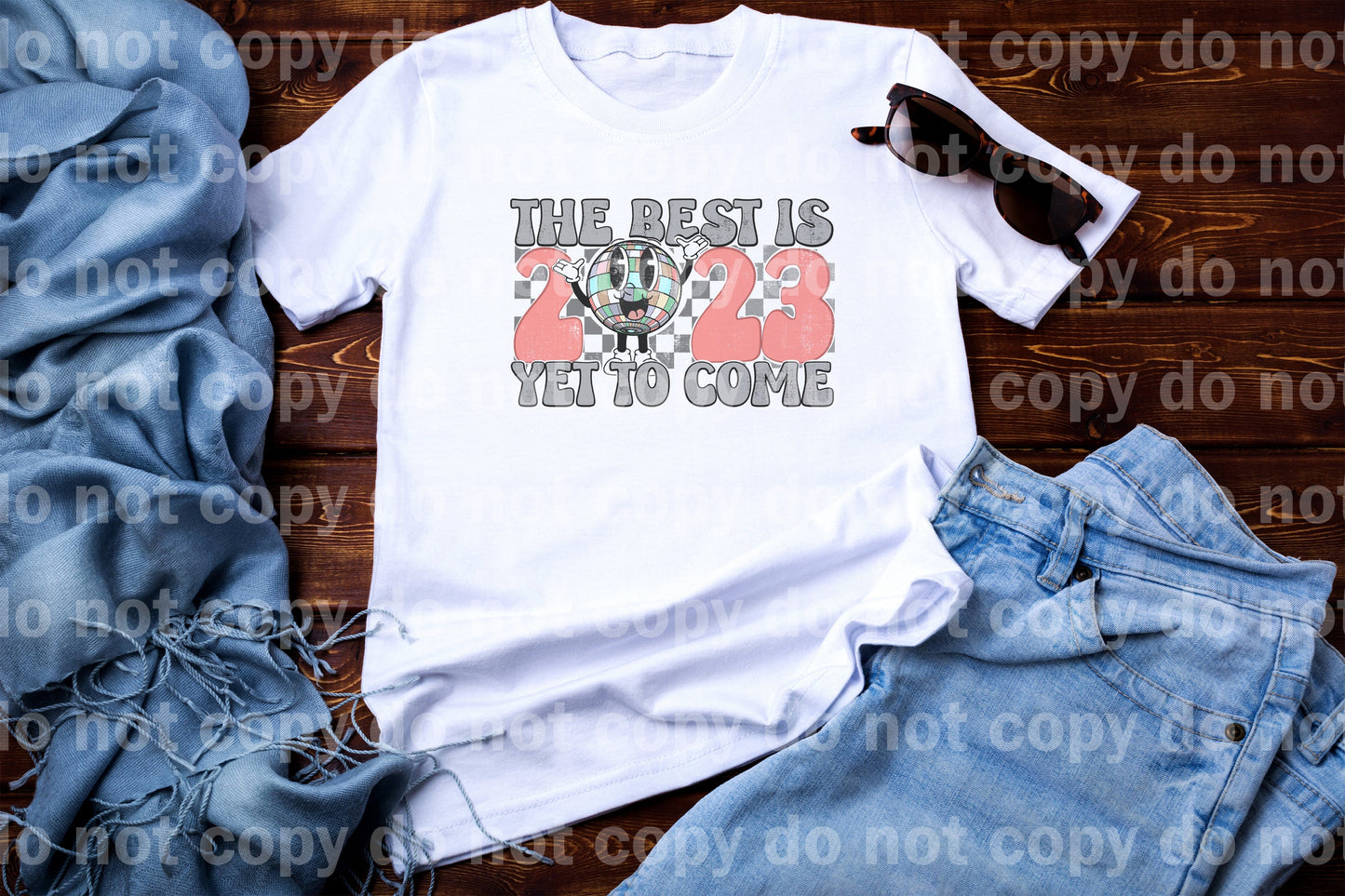 The Best Is 2023 Yet To Come Pink Disco Ball Distressed Dream Print or Sublimation Print