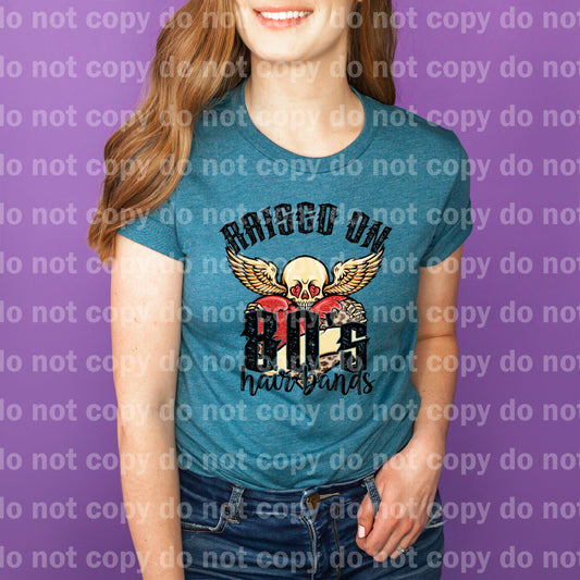 Raised on 80s Hair Bands Skull Heart Wings Dream print transfer