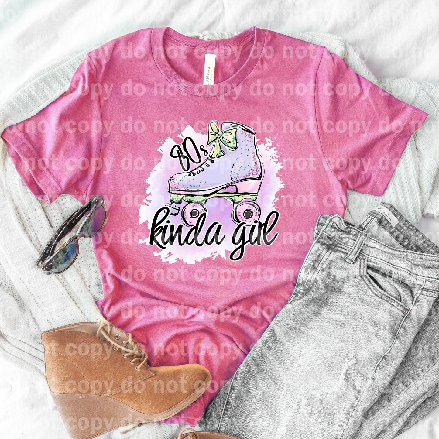 80's Kinda Girl Roller Skate Watercolor Dream Print or Sublimation Print