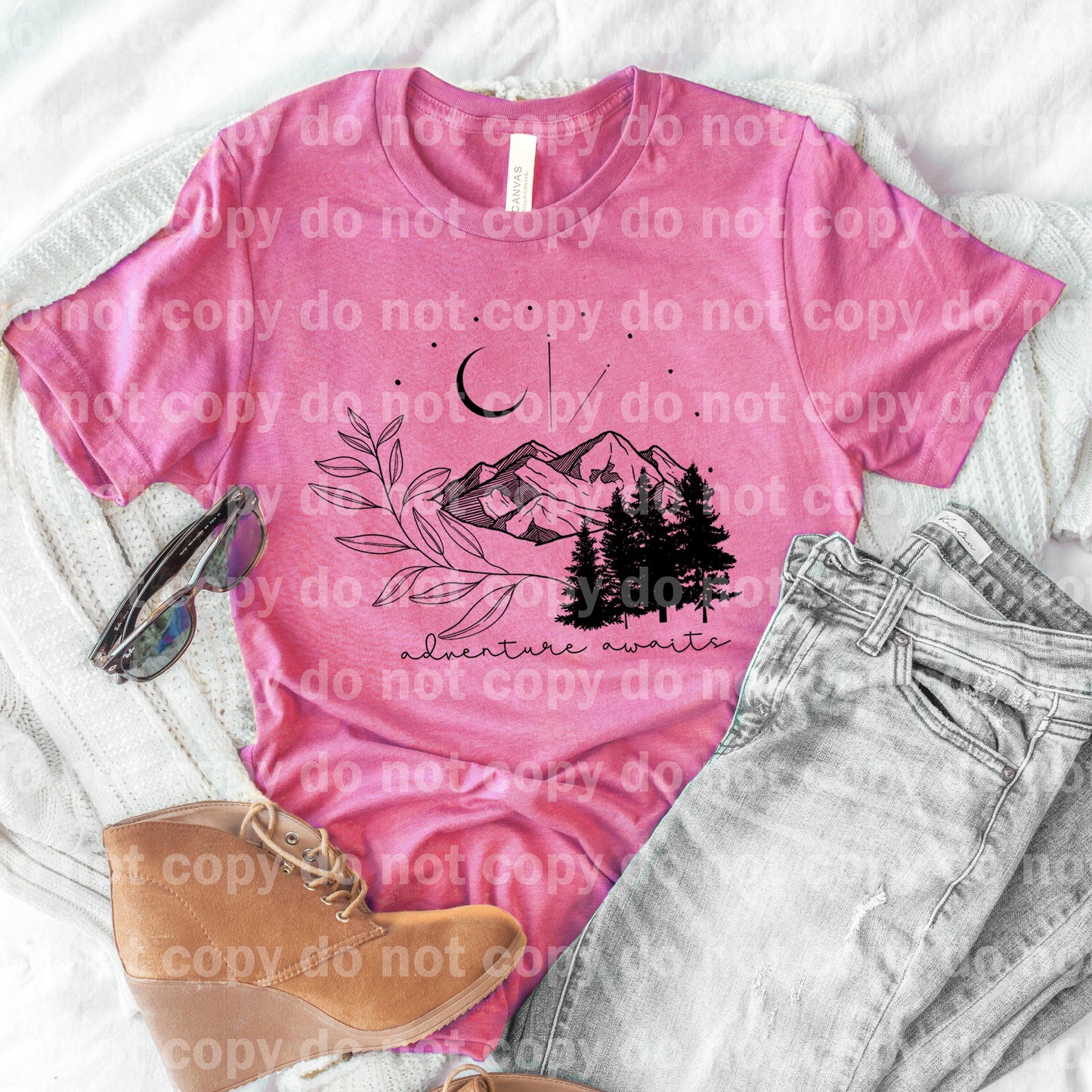 Adventure Awaits Mountains Black Dream Print or Sublimation Print