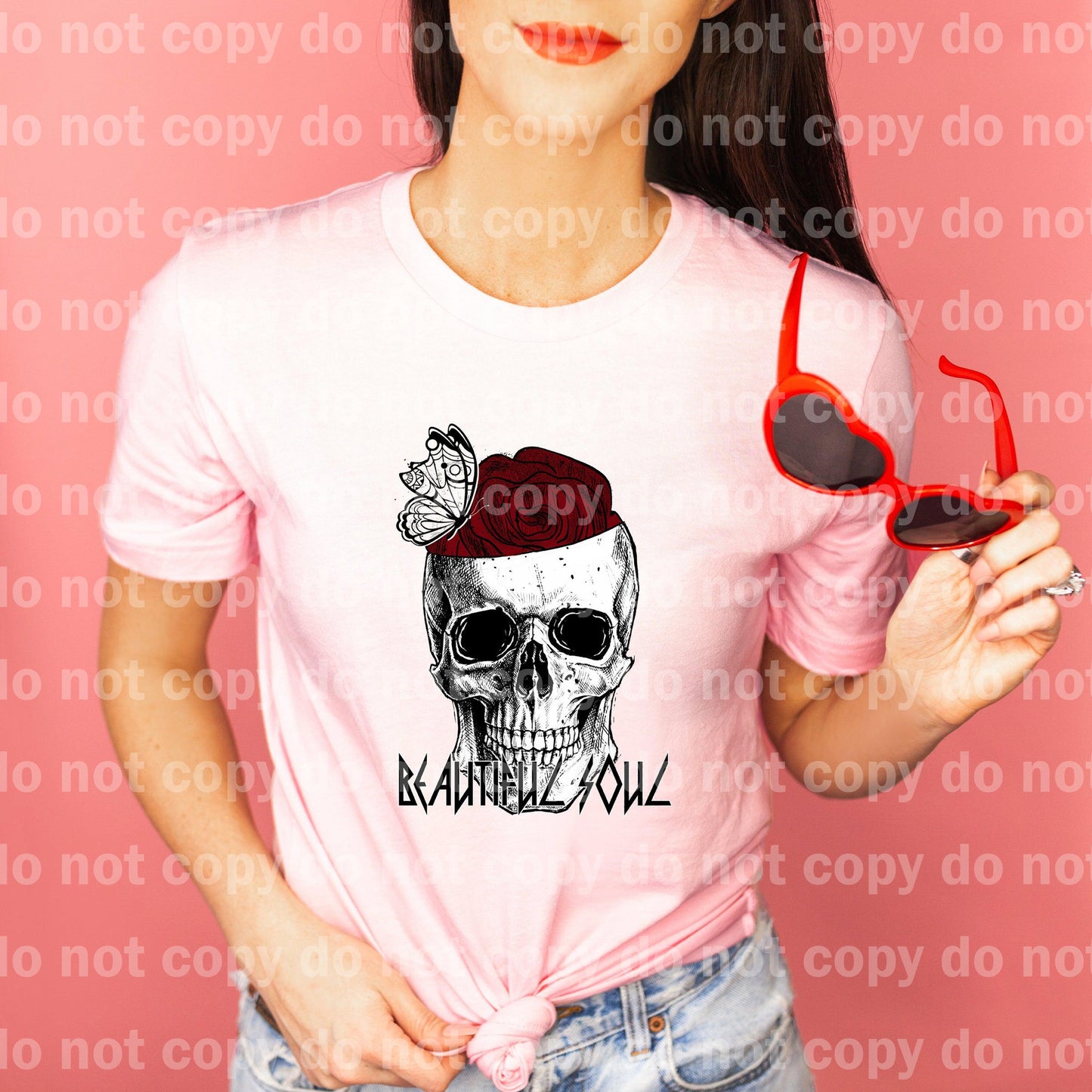 Beautiful Soul Skull Rose Butterfly Dream print transfer
