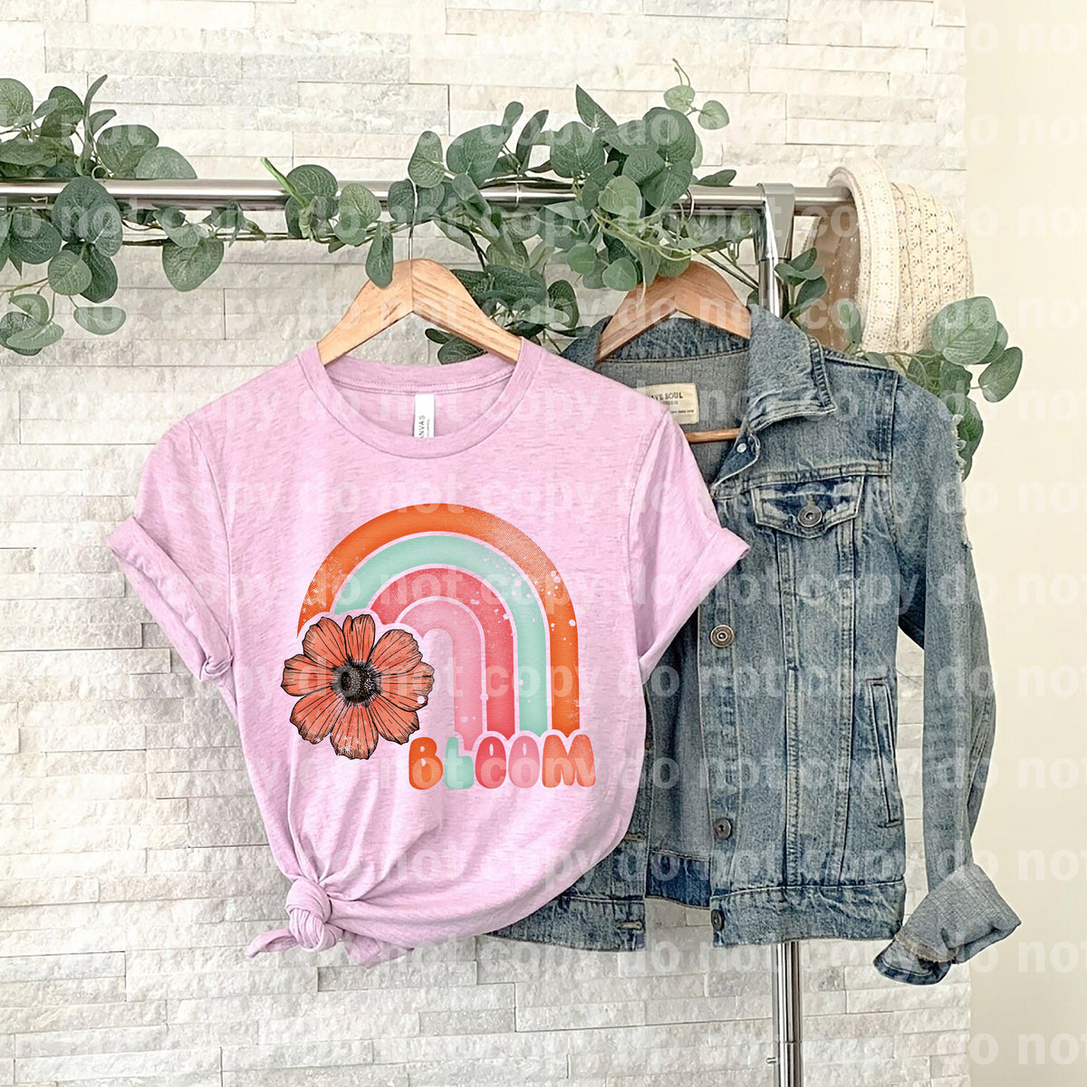 Bloom Rainbow Flower Distressed Dream print transfer
