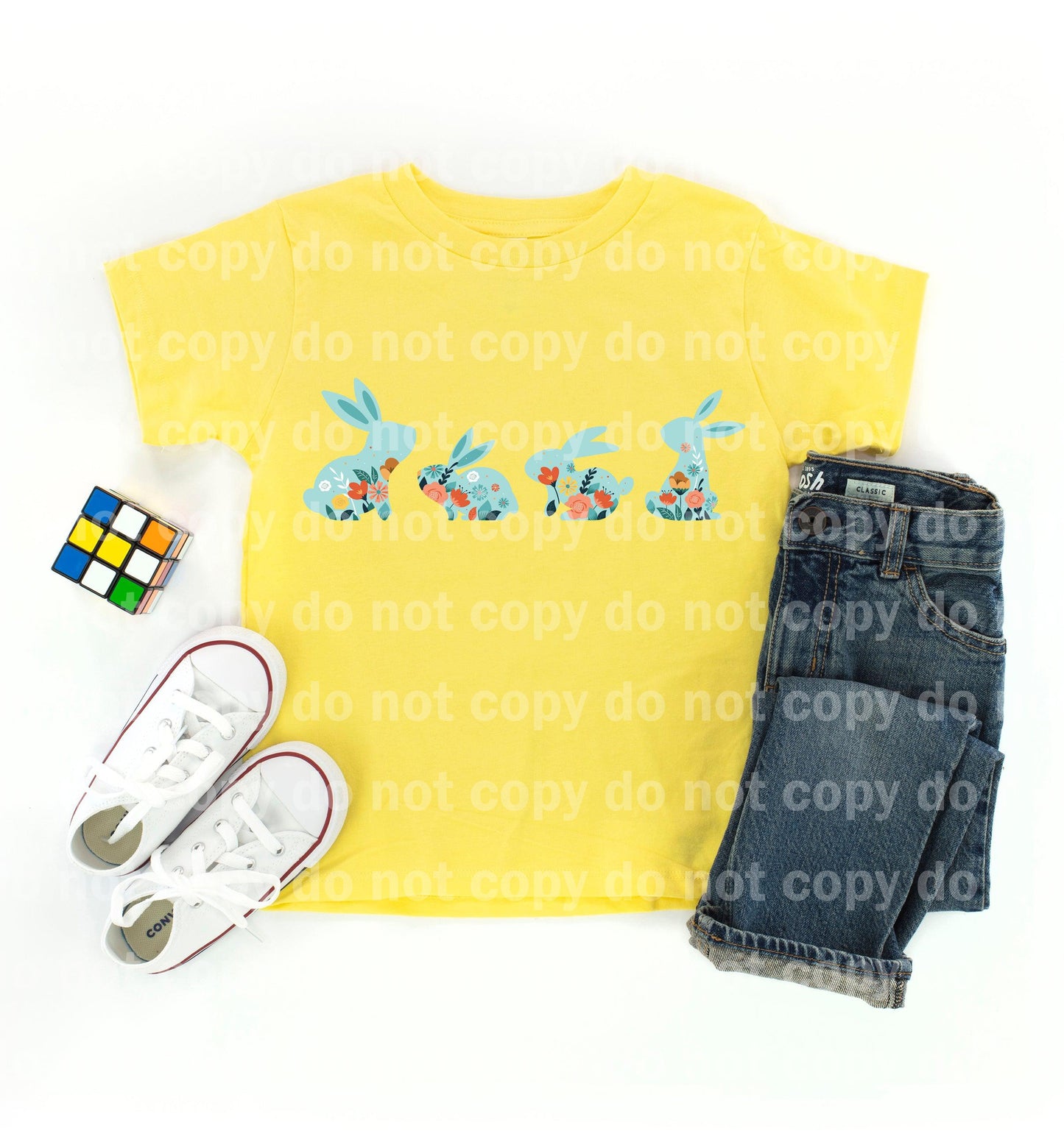 Bunny Floral Blue Dream Print or Sublimation Print