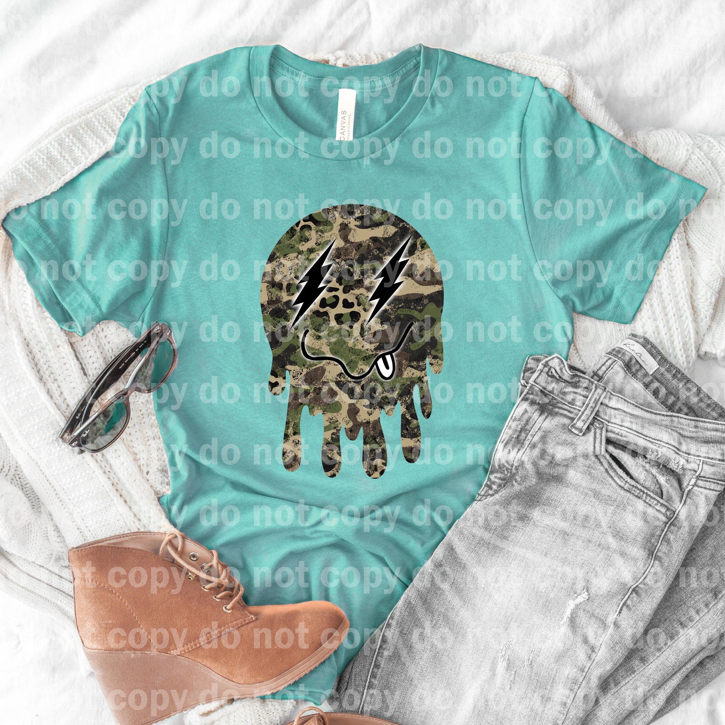 Camouflage Drippy Smile Dream Print or Sublimation Print