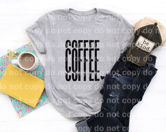 Coffee Word Stack With Heart Dream print transfer