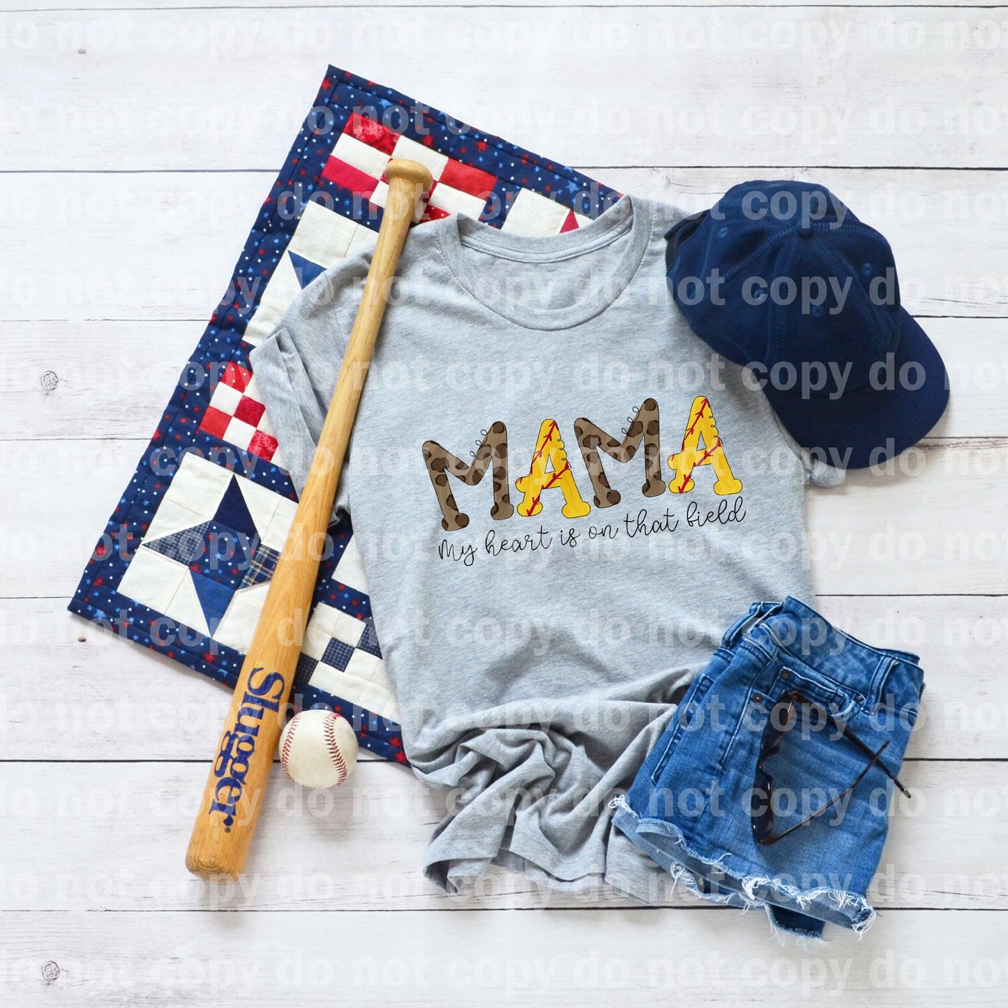 Doodle Softball Mama My Heart Is On That Field Dream print transfer