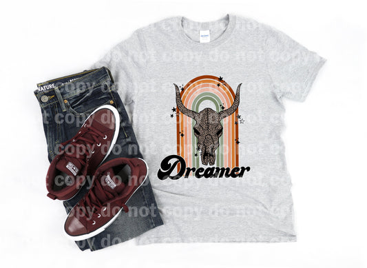 Dreamer Rainbow Cow Skull Dream print transfer