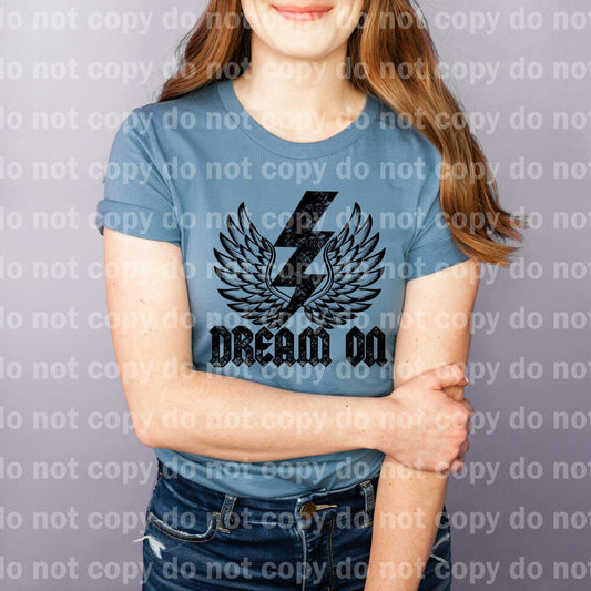 Dream On Wings Lightning Bolt Distressed Dream print transfer