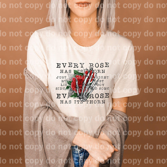 Every Rose Has Thorn Skeleton Dream print transfer