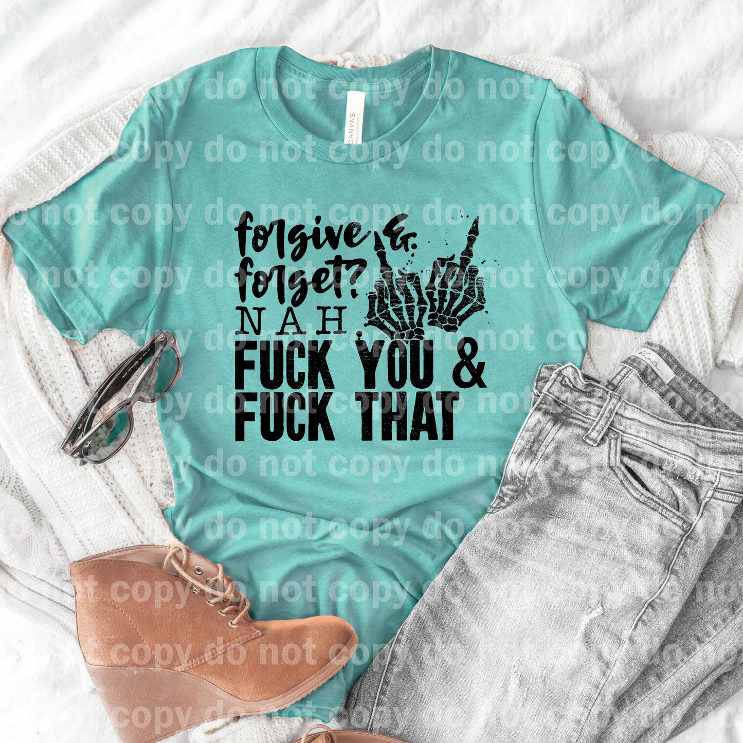 Forgive and Forget? Nah F You and F That Middle Finger Skellie Dream Print or Sublimation Print