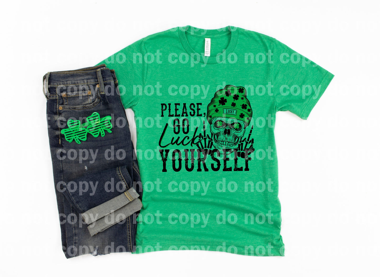 Please Go Luck Yourself Shamrock Eye Skeleton Dream Print or Sublimation Print
