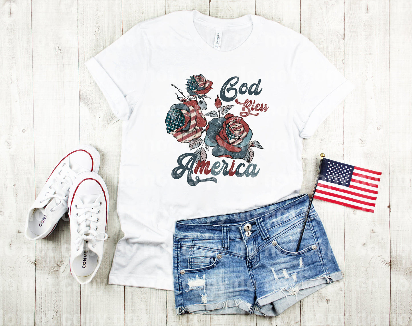 God Bless America Flowers Dream Print or Sublimation Print